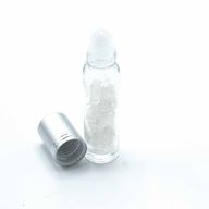 Bouteille Roll-On d'Huile Essentielle avec Gemme - Quartz de Roche - Bouchon Argenté
