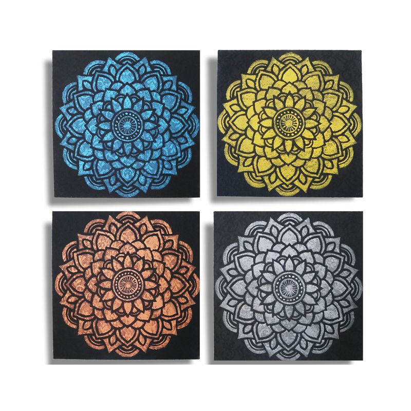 Lot de 4 Mandala Brocart Détail 30x30cm