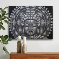 Lot de 4 Mandala Bouddha Gris Détail Brocart 30x40cm