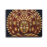 Lot de 4 Mandala Bouddha Doré Détail Brocart 30x40cm