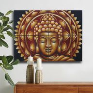 Lot de 4 Mandala Bouddha Doré Détail Brocart 30x40cm