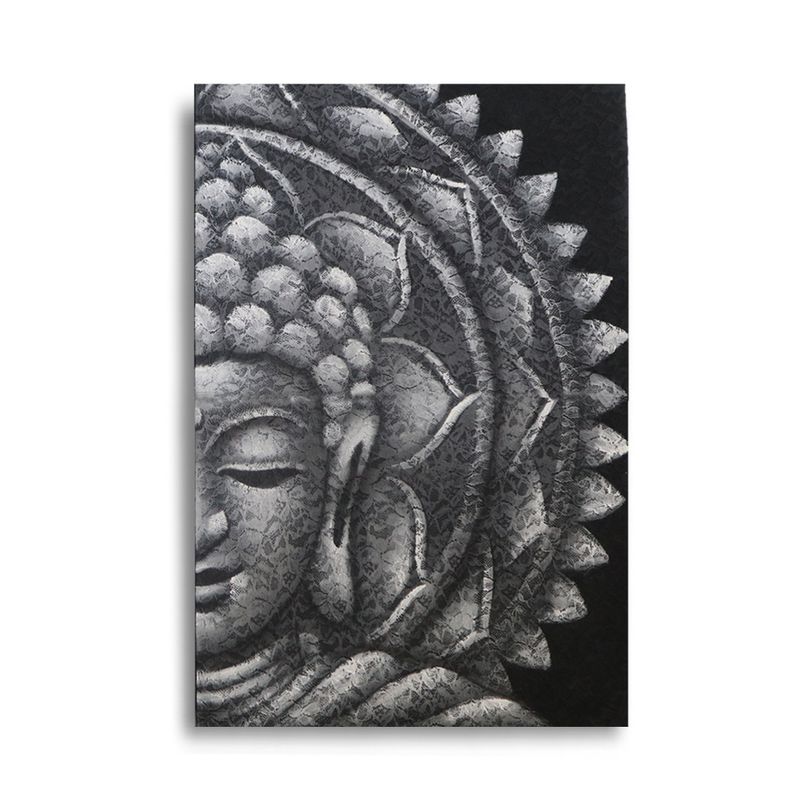 Mandala Demi Bouddha Gris 60x80cm