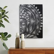 Mandala Demi Bouddha Gris 60x80cm