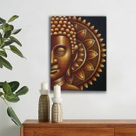 Mandala Demi-Bouddha Doré 60x80cm