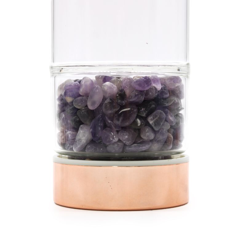 Bouteille Infuseur à Thé en Verre - Rose Doré - Améthyste