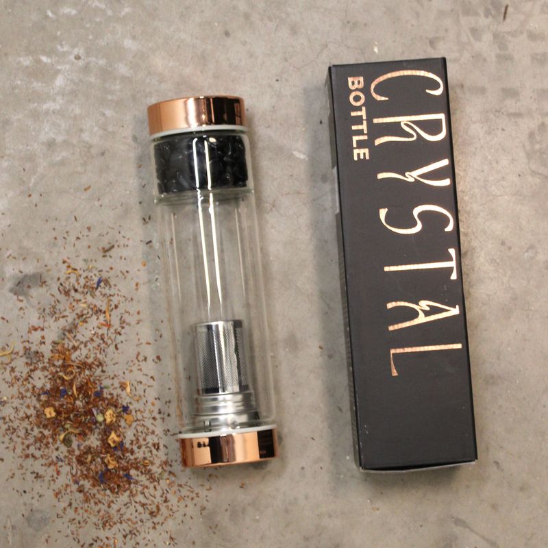Bouteille Infuseur à Thé en Verre - Rose Doré - Améthyste