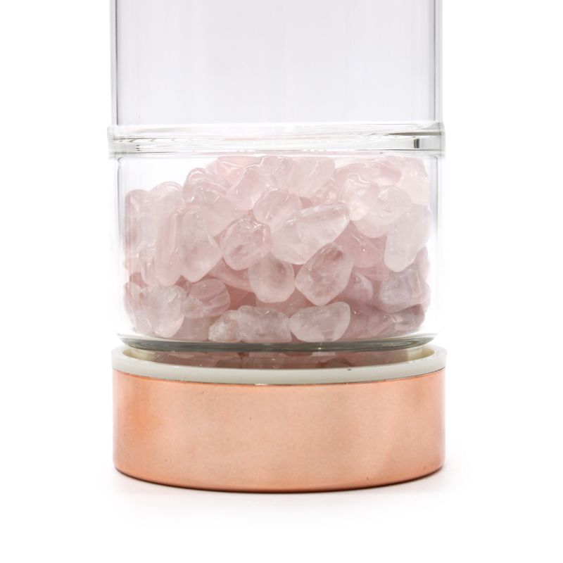 Bouteille Infuseur à Thé en Verre - Rose Doré - Quartz Rose