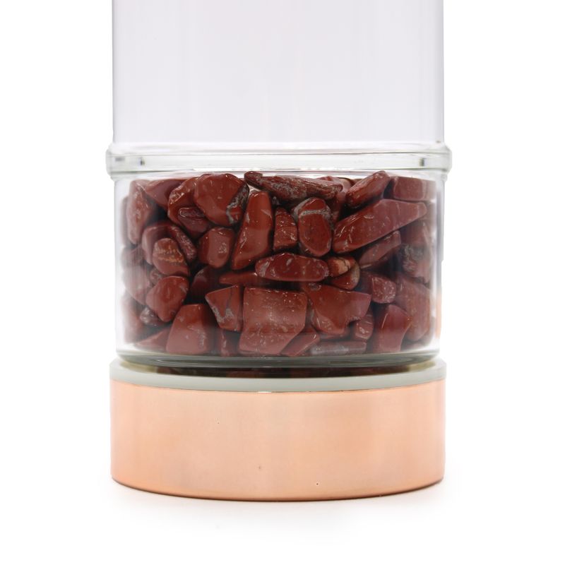 Bouteille Infuseur à Thé en Verre - Rose Doré - Jaspe Rouge