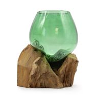 Bouteilles de Bière Recyclées - Petit Bol sur Bois
