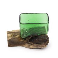 Bouteilles de Bière Recyclées - Bol Carré sur Bois