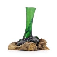Bouteilles de Bière Recyclées - Vase à Fleurs sur Bois