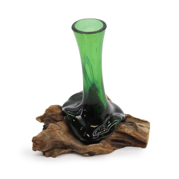 Bouteilles de Bière Recyclées - Vase à Fleurs sur Bois