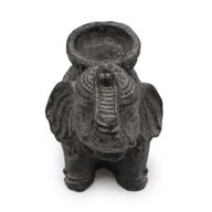 Brûleur d'Encens & Bougeoir Éléphant (Noir Antique)