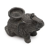Brûleur d'Encens & Bougeoir Éléphant (Noir Antique)