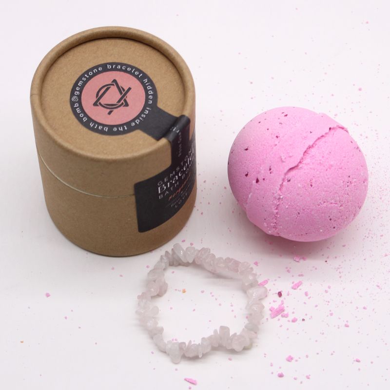 Bombe de Bain avec Bracelet en Gemme - Quatrz Rose