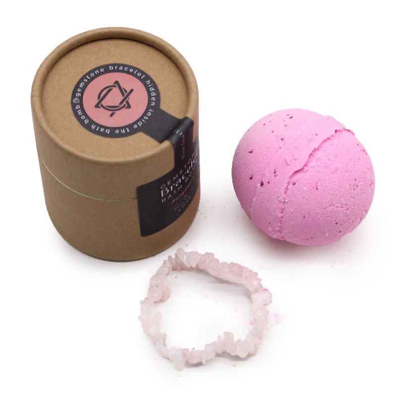 Bombe de Bain avec Bracelet en Gemme - Quatrz Rose