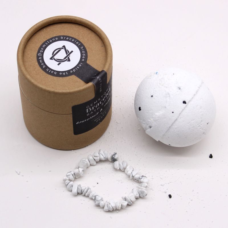 Bombe de Bain avec Bracelet en Gemme - Jaspe Blanc