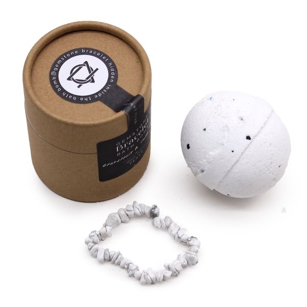 Bombe de Bain avec Bracelet en Gemme - Jaspe Blanc