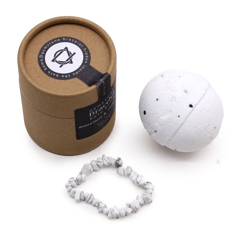 Bombe de Bain avec Bracelet en Gemme - Jaspe Blanc