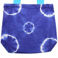 Sac en Coton Naturel Tye-Dye (8oz) - 38x42x12cm - Anneaux Bleus - Sangle Bleu