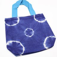Sac en Coton Naturel Tye-Dye (8oz) - 38x42x12cm - Anneaux Bleus - Sangle Bleu