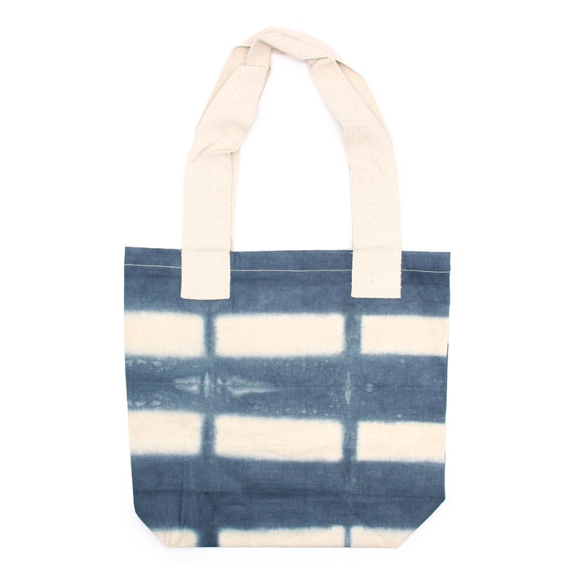 Sac en Coton Naturel Tye-Dye (8oz) - 38x42x12cm - Carrés Gris - Sangle Naturelle
