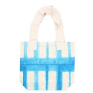 Sac en Coton Naturel Tye-Dye (8oz) - 38x42x12cm - Blocs Bleu Ciel - Sangle Naturelle