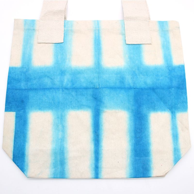Sac en Coton Naturel Tye-Dye (8oz) - 38x42x12cm - Blocs Bleu Ciel - Sangle Naturelle