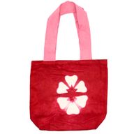 Sac en Coton Naturel Tye-Dye (8oz) - 38x42x12cm - Fleur Maron - Sangle Rose