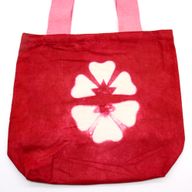 Sac en Coton Naturel Tye-Dye (8oz) - 38x42x12cm - Fleur Maron - Sangle Rose