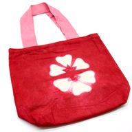 Sac en Coton Naturel Tye-Dye (8oz) - 38x42x12cm - Fleur Maron - Sangle Rose