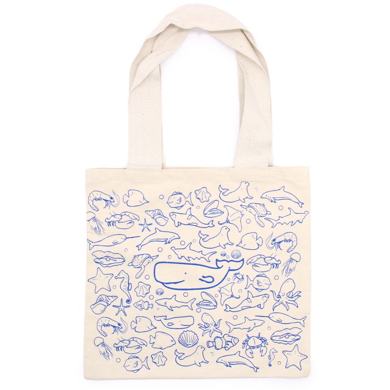 Grand Sac de Shopping en Coton - 38x42cm - Vie Marine - 10oz