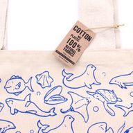 Grand Sac de Shopping en Coton - 38x42x12cm - Bleu & Naturel - 10oz