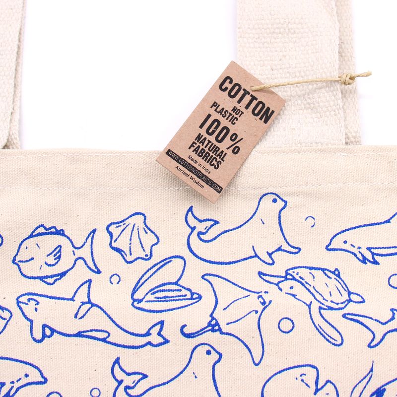 Grand Sac de Shopping en Coton - 38x42cm - Vie Citadine - 10oz