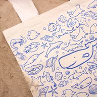 Grand Sac de Shopping en Coton - 38x42cm - Vie Marine - 10oz