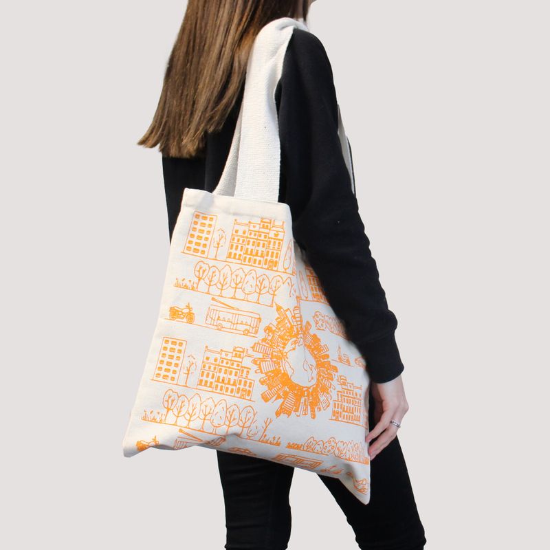 Grand Sac de Shopping en Coton - 38x42cm - Vie Marine - 10oz