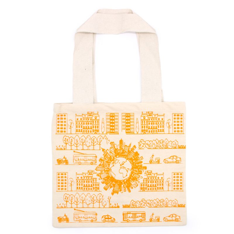 Grand Sac de Shopping en Coton - 38x42cm - Vie Citadine - 10oz