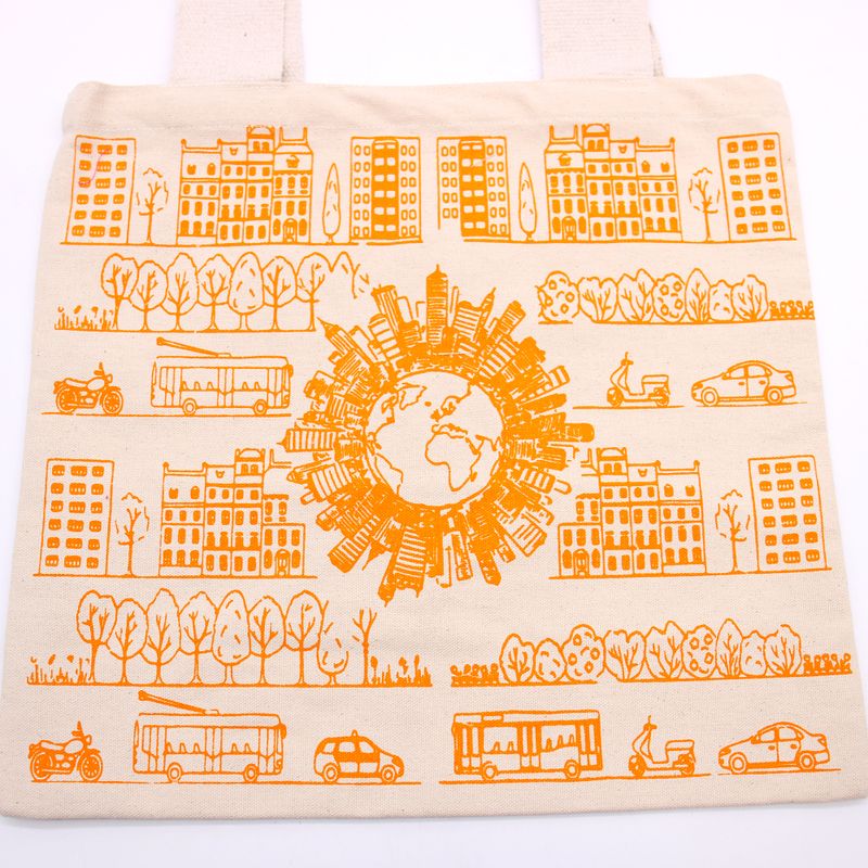 Grand Sac de Shopping en Coton - 38x42cm - Vie Citadine - 10oz