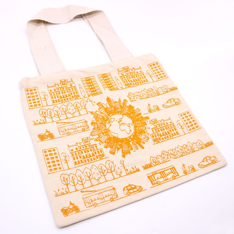 Grand Sac de Shopping en Coton - 38x42cm - Vie Citadine - 10oz