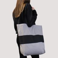 Grand Sac de Shopping en Coton - 38x42x12cm - Bleu & Naturel - 10oz