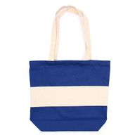Grand Sac de Shopping en Coton - 38x42x12cm - Bleu & Naturel - 10oz