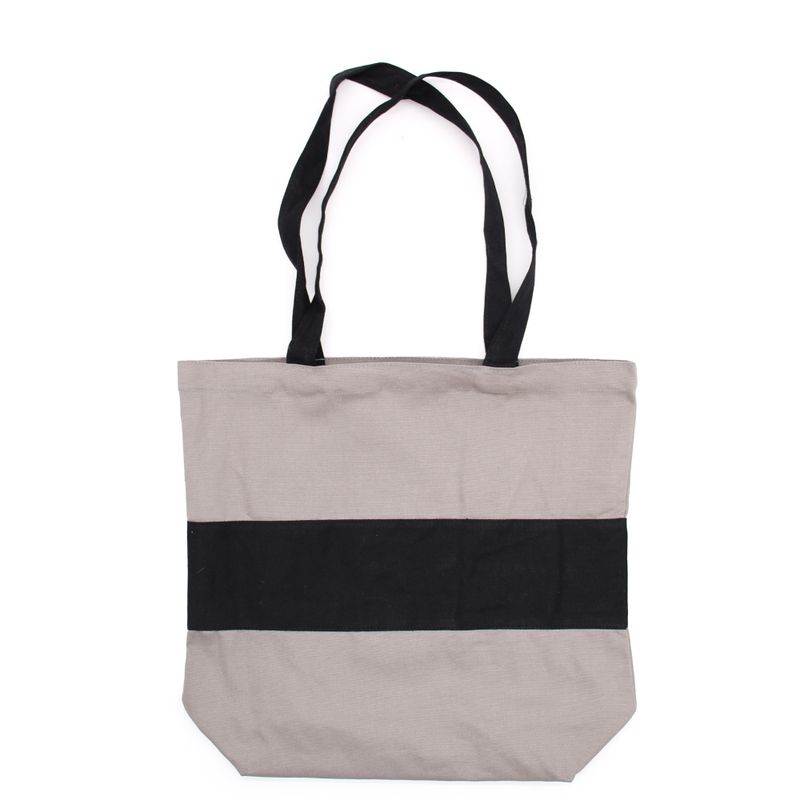 Grand Sac de Shopping en Coton - 38x42x12cm - Gris & Noir - 10oz