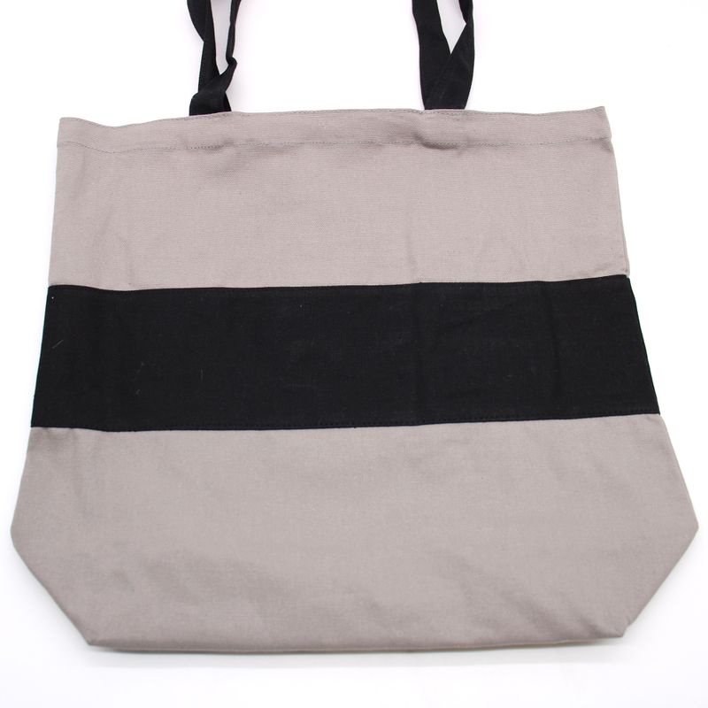 Grand Sac de Shopping en Coton - 38x42x12cm - Gris & Noir - 10oz