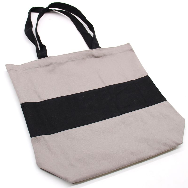 Grand Sac de Shopping en Coton - 38x42x12cm - Gris & Noir - 10oz