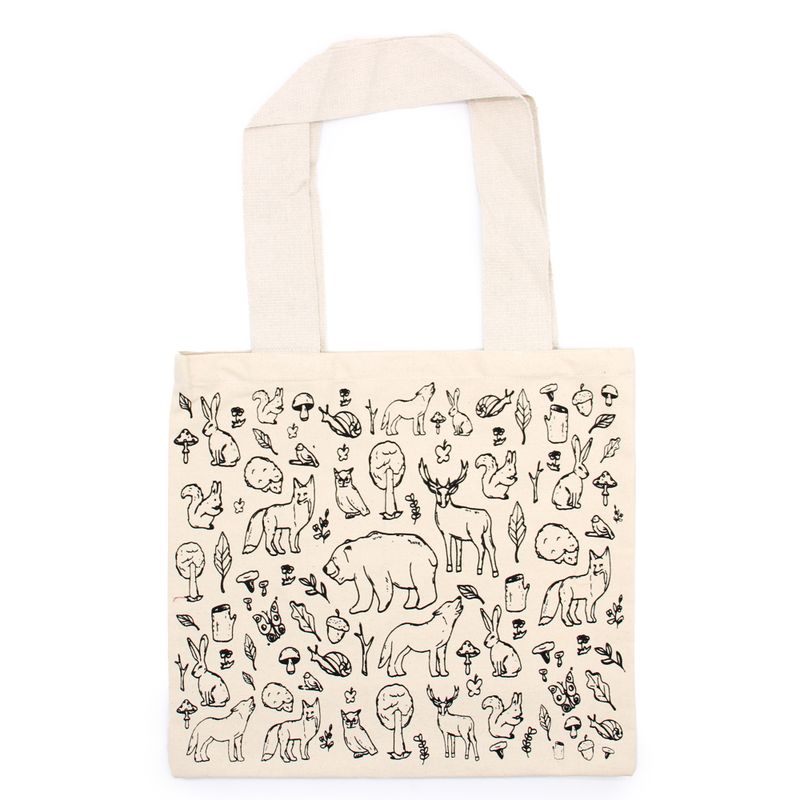 Grand Sac de Shopping en Coton - 38x42cm - Vie en Forêt - 10oz
