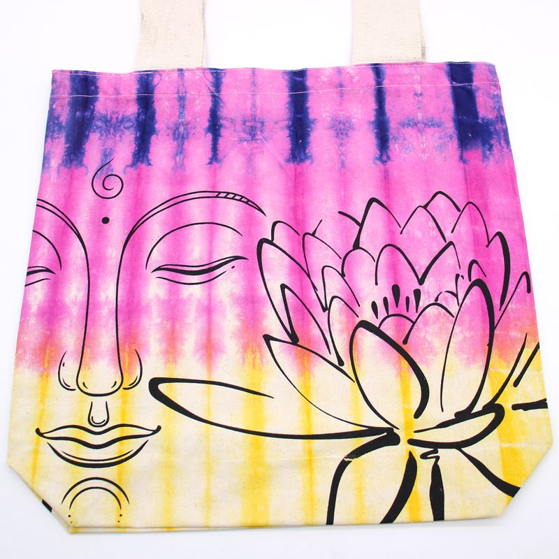Sac en Coton Tye-Dye (6oz) - 38x42x12cm - Lotus Bouddha - Multi Col - Sangle Naturelle