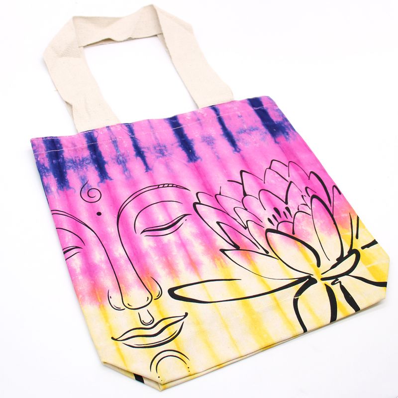 Sac en Coton Tye-Dye (6oz) - 38x42x12cm - Lotus Bouddha - Multi Col - Sangle Naturelle