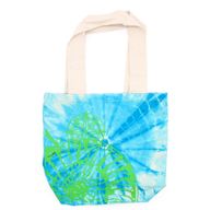 Sac en Coton Tye-Dye (6oz) - 38x42x12cm - Coquillage- Bleu/Vert -Sangle Verte