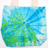 Sac en Coton Tye-Dye (6oz) - 38x42x12cm - Coquillage- Bleu/Vert -Sangle Verte