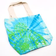Sac en Coton Tye-Dye (6oz) - 38x42x12cm - Coquillage- Bleu/Vert -Sangle Verte